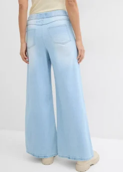 Femme bonprix Jeans|Jean large, taille mi-haute et élastiquée