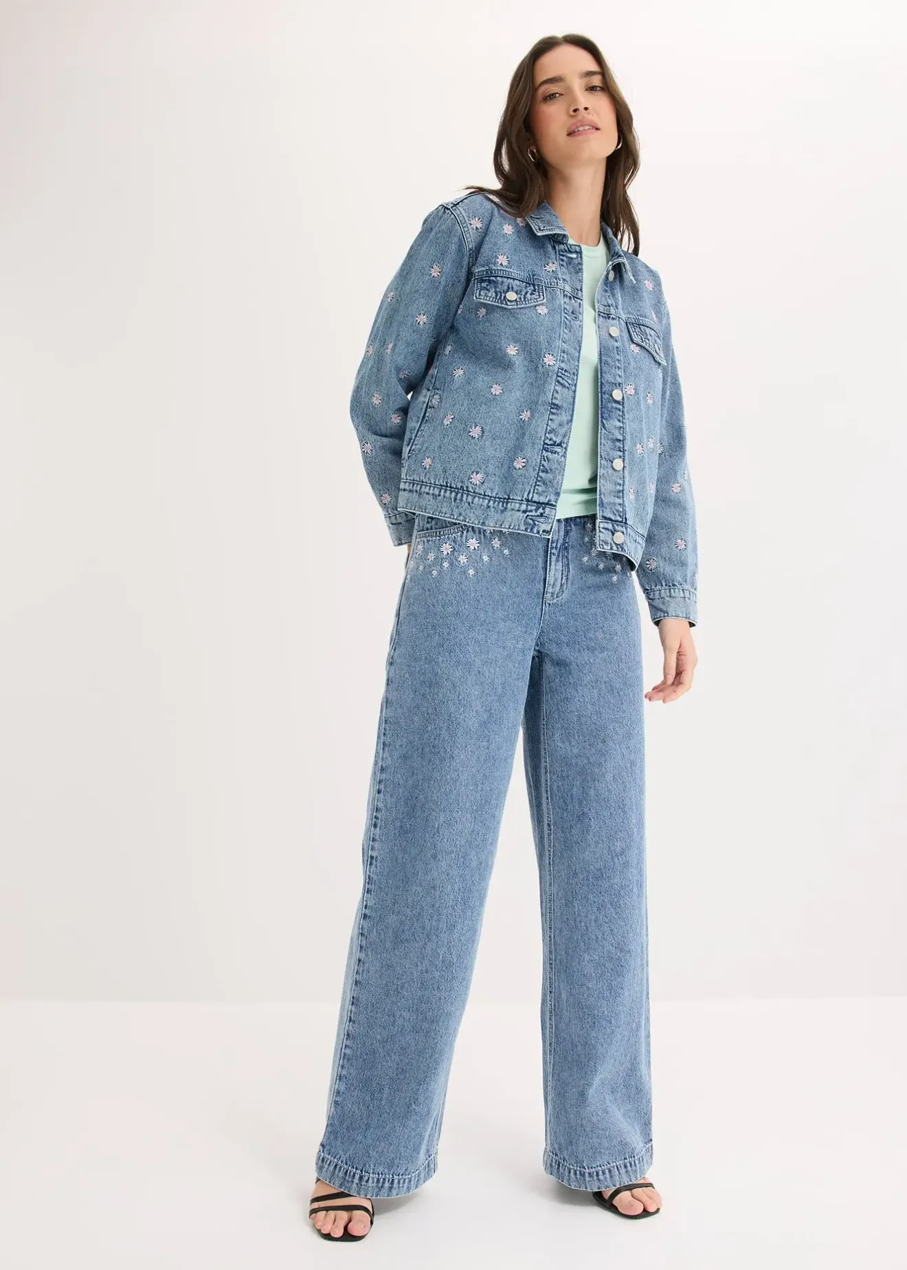 Femme bonprix Tailles Petite|Jeans|Jean large taille mi-haute, coton