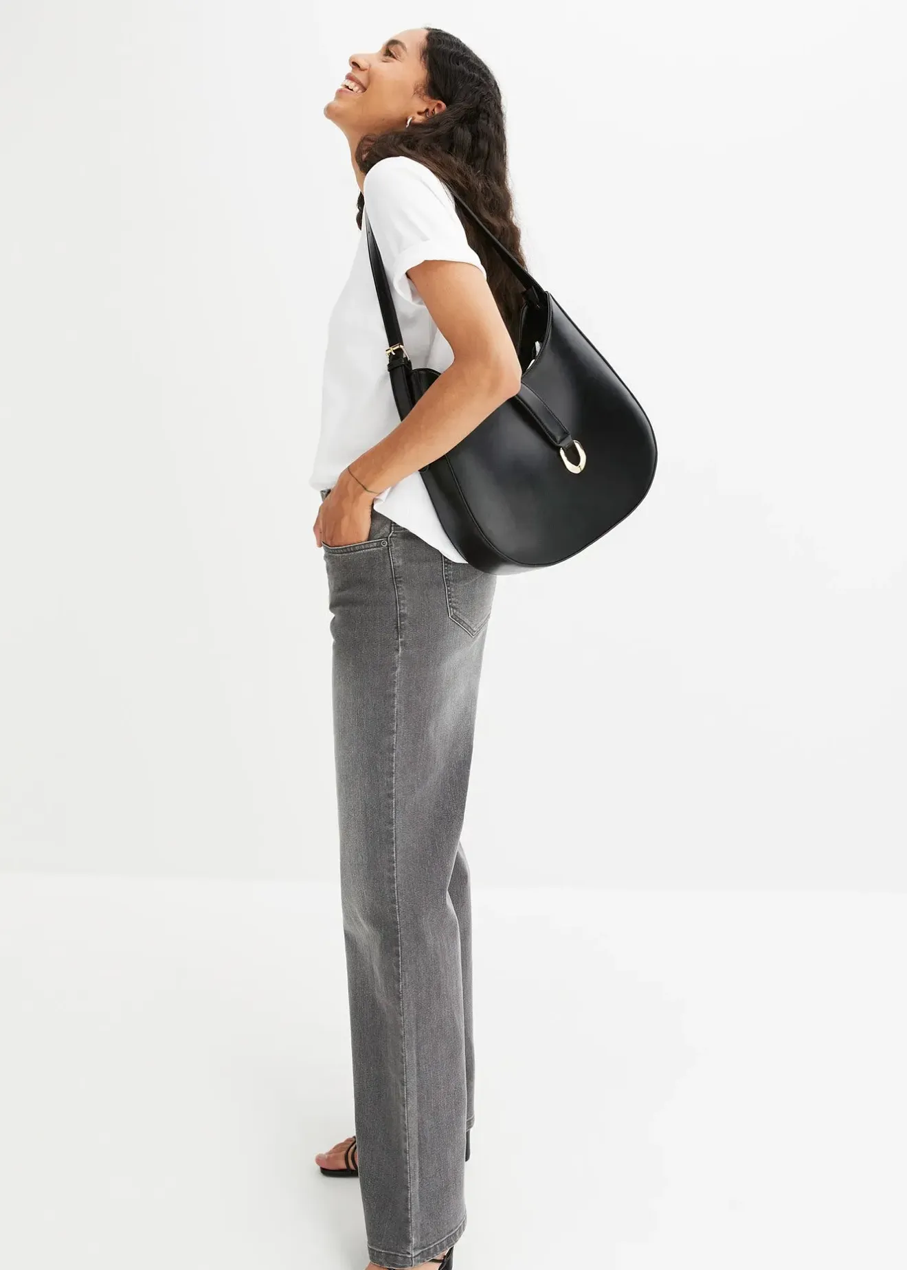 bonprix Jean large taille mi-haute, extensible|Femme Jeans