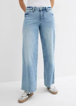 Femme bonprix Jeans|Tailles Petite|Jean large, taille mi-haute, peu extensible, longueur sol
