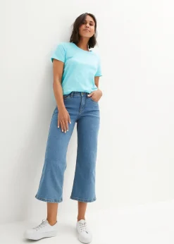 Femme bonprix Jeans|Jean large, taille mi-haute, raccourci