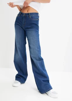 bonprix Jean large taille mi-haute, extensible|Femme Jeans|Tailles Petite