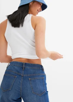 bonprix Jean large taille mi-haute, extensible|Femme Jeans|Tailles Petite