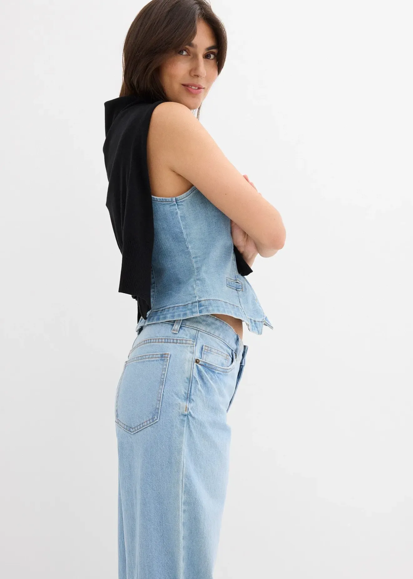 bonprix Jean large taille mi-haute|Femme Tailles Petite