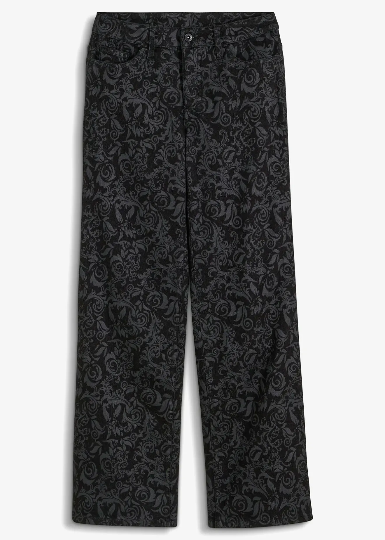 Femme bonprix Jeans|Jean large taille mi-haute à motif brillant