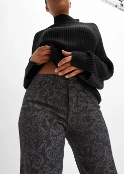 Femme bonprix Jeans|Jean large taille mi-haute à motif brillant