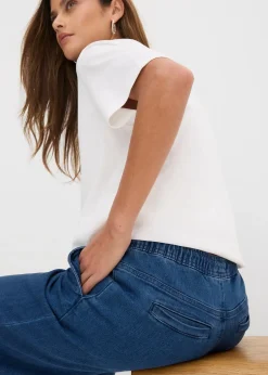 bonprix Jean large taille mi-haute, extensible|Femme Tailles Petite