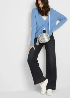 Femme bonprix Jeans|Jean large taille mi-haute élastiquée