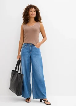 Femme bonprix Jeans|Jean large taille mi-haute