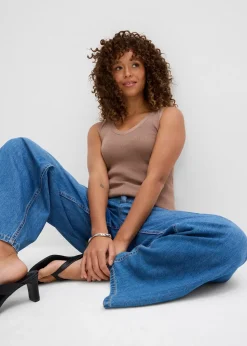 Femme bonprix Jeans|Jean large taille mi-haute