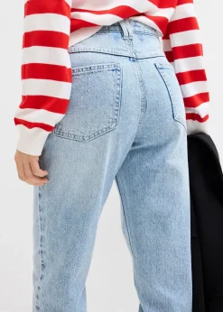 Femme bonprix Jeans|Jean mom cropped taille haute, peu extensible