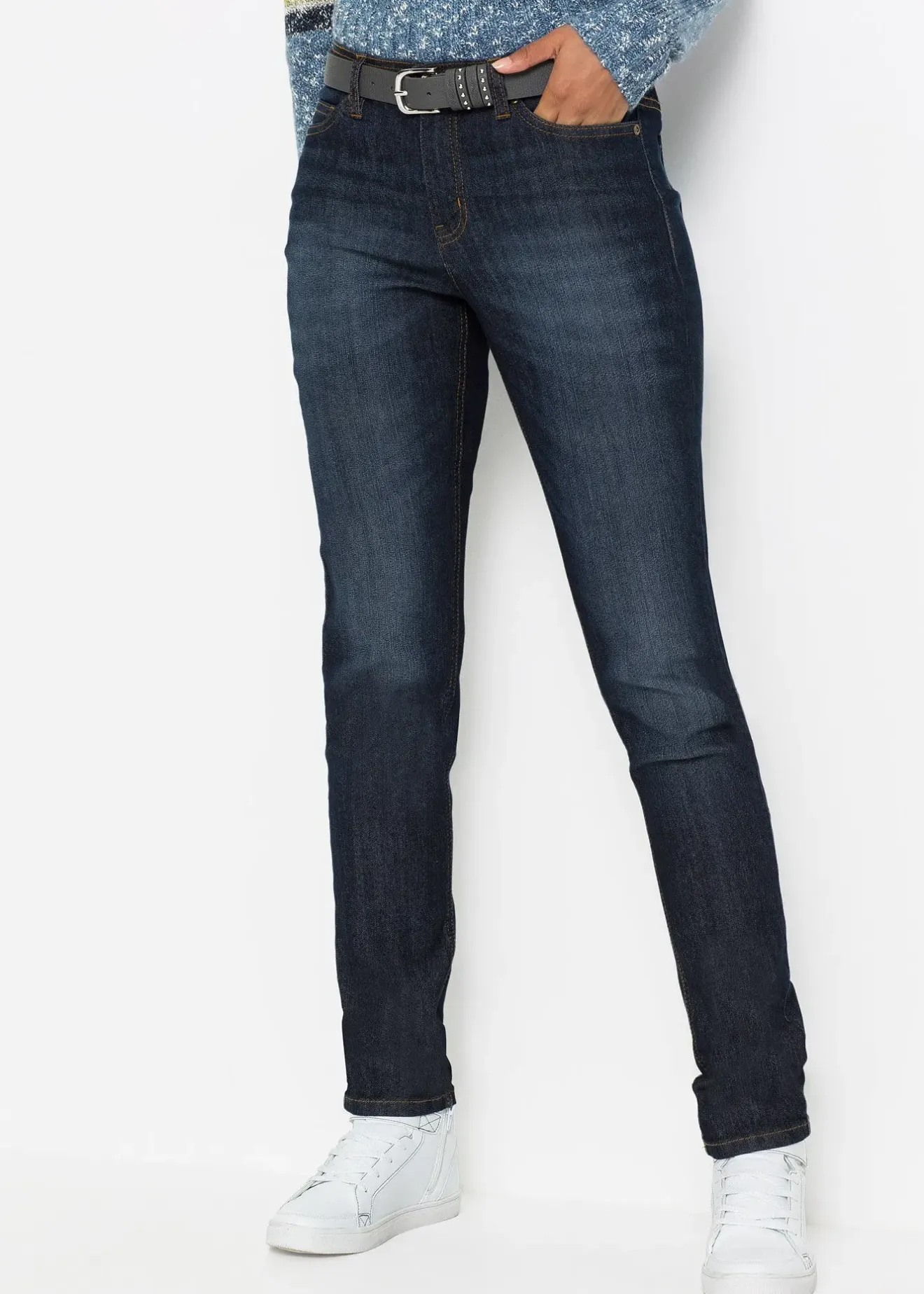 Femme bonprix Jeans|Jean Mom extensible et confortable, taille mi-haute