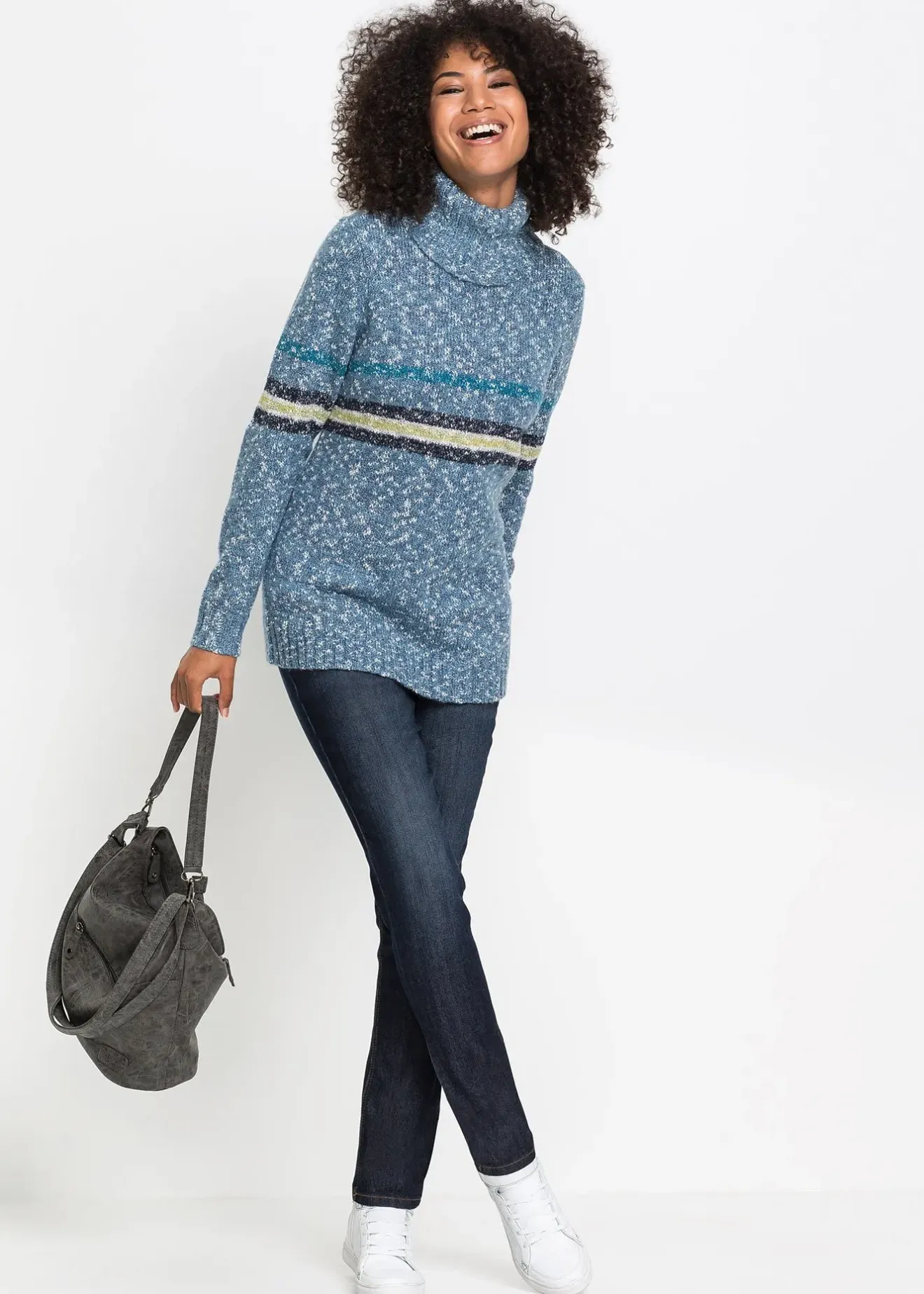 Femme bonprix Jeans|Jean Mom extensible et confortable, taille mi-haute