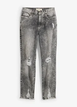 bonprix Jean Mom taille haute avec effets destroy|Femme Jeans