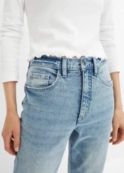Femme bonprix Jeans|Jean mom taille haute, extensible