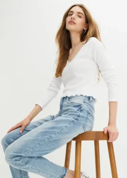 Femme bonprix Jeans|Jean mom taille haute, extensible