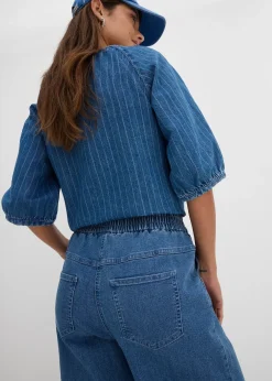 Femme bonprix Jeans|Jean mom, taille haute élastiquée