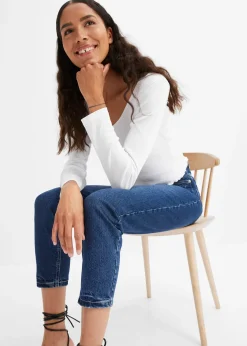 bonprix Jean mom taille haute, peu extensible, cropped|Femme Jeans