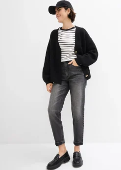 Femme bonprix Jeans|Jean mom taille haute, peu extensible, cropped