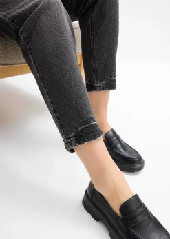 Femme bonprix Jeans|Jean mom taille haute, peu extensible, cropped