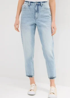 Femme bonprix Jeans|Jean mom taille haute, raccourci, peu extensible