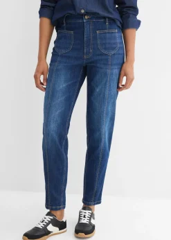 Femme bonprix Jeans|Jean mom taille haute, raccourci