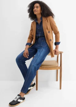 Femme bonprix Jeans|Jean mom taille haute, raccourci