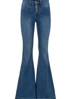 Femme bonprix Jeans|Jean pattes d’éph avec ourlets effilochés