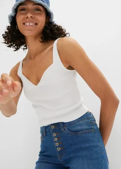 Femme bonprix Jeans|Jean pattes d’éph avec ourlets effilochés