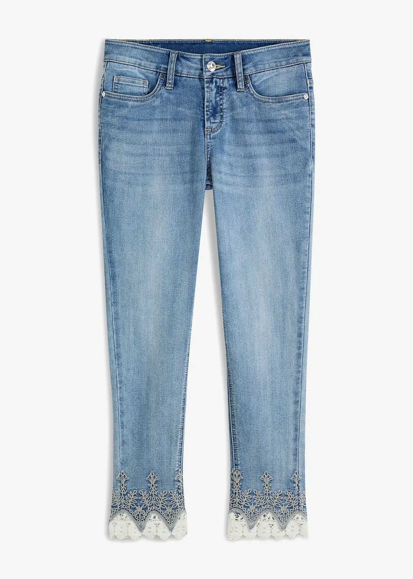 Femme bonprix Jeans|Jean skinny à dentelle