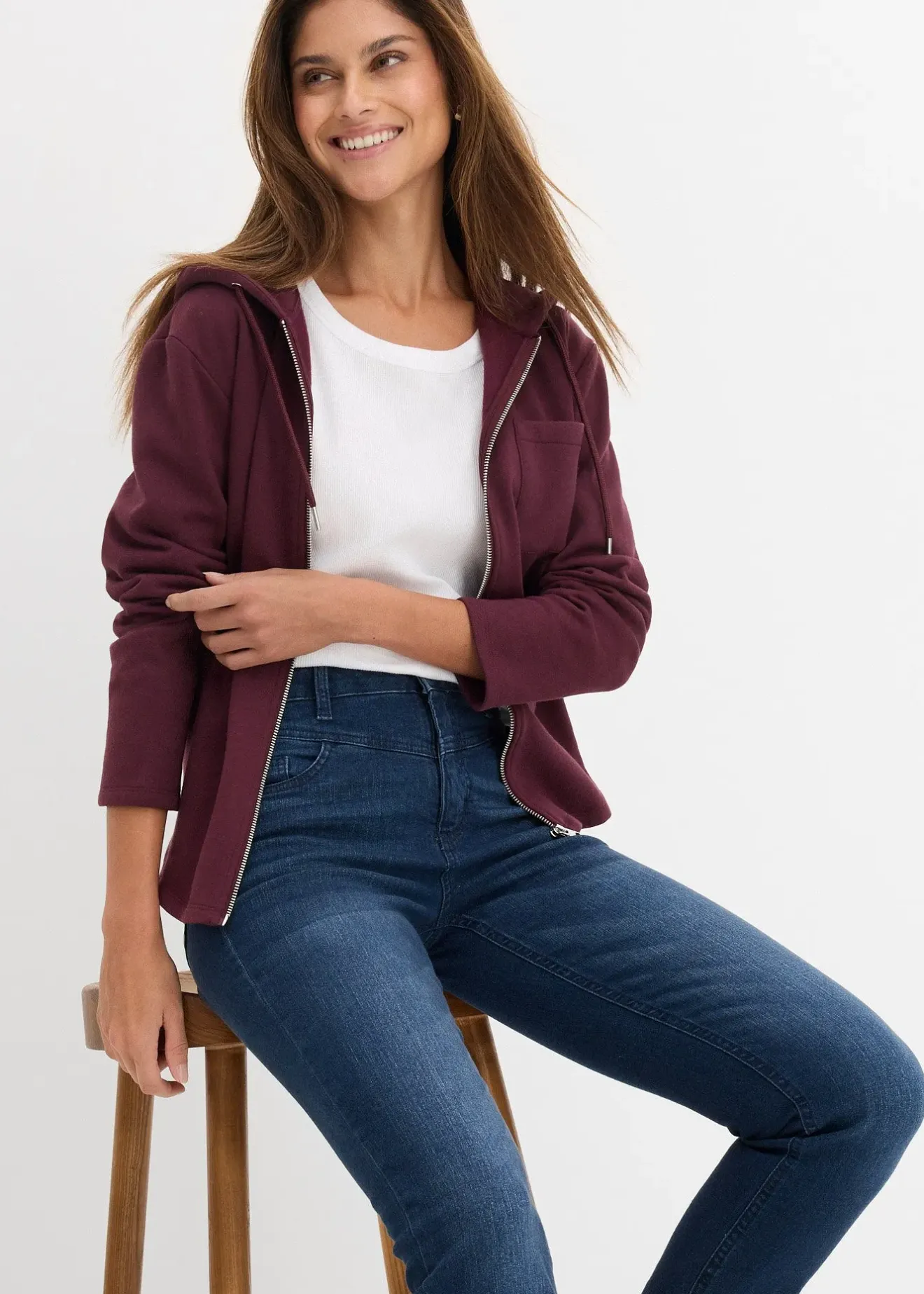 Femme bonprix Jeans|Jean skinny taille haute, cropped