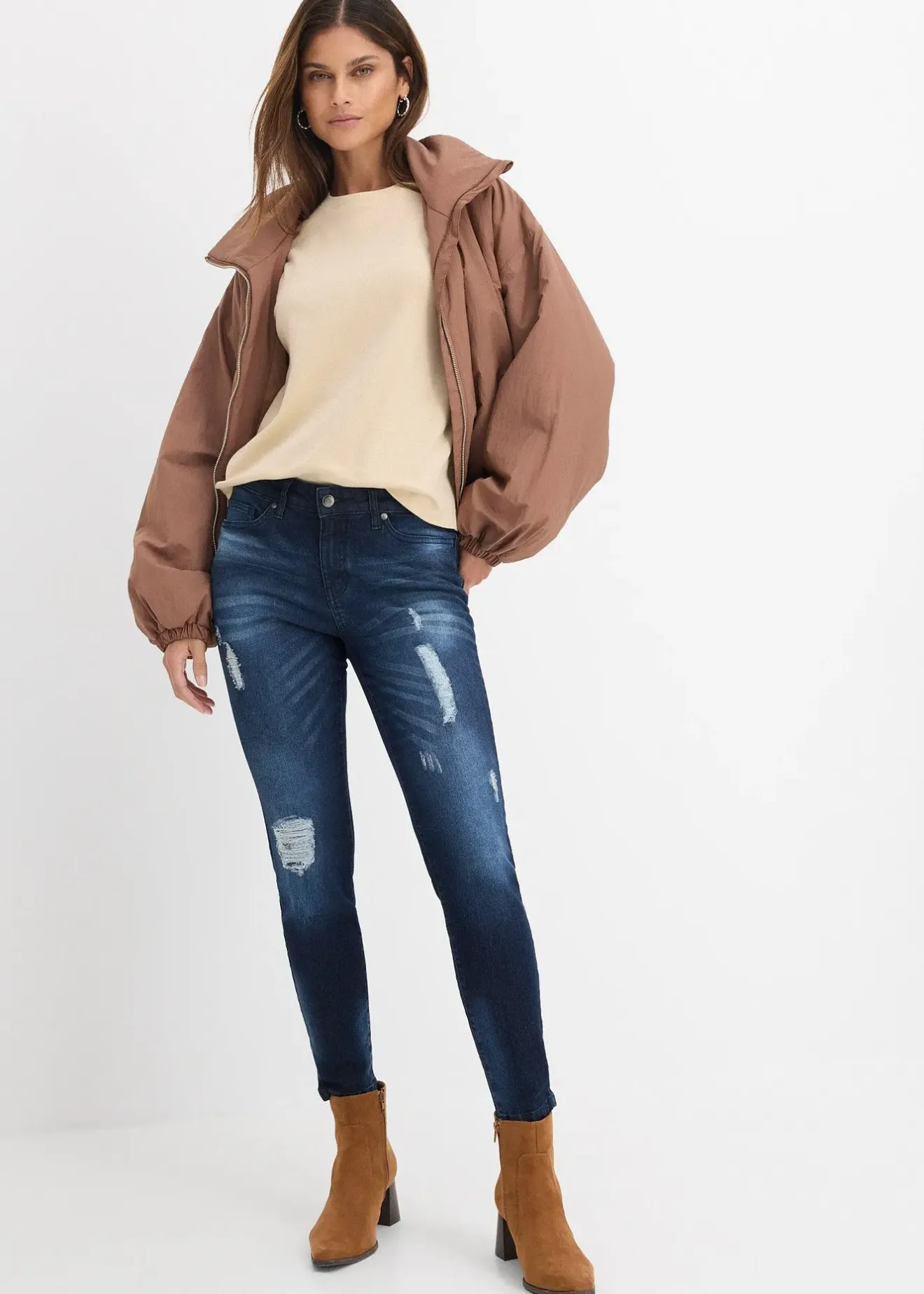 bonprix Jean skinny taille mi-haute, stretch|Femme Jeans