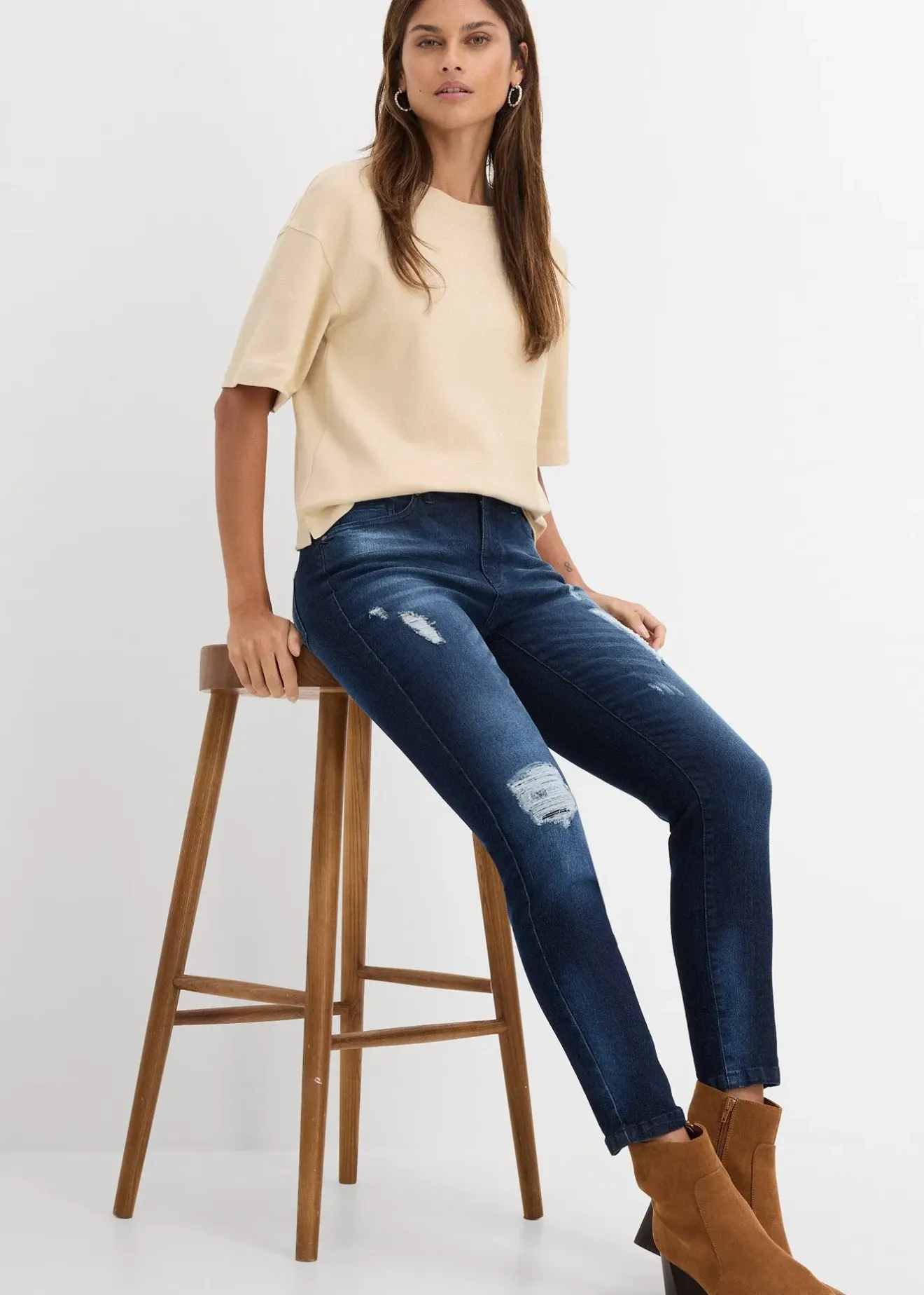 bonprix Jean skinny taille mi-haute, stretch|Femme Jeans