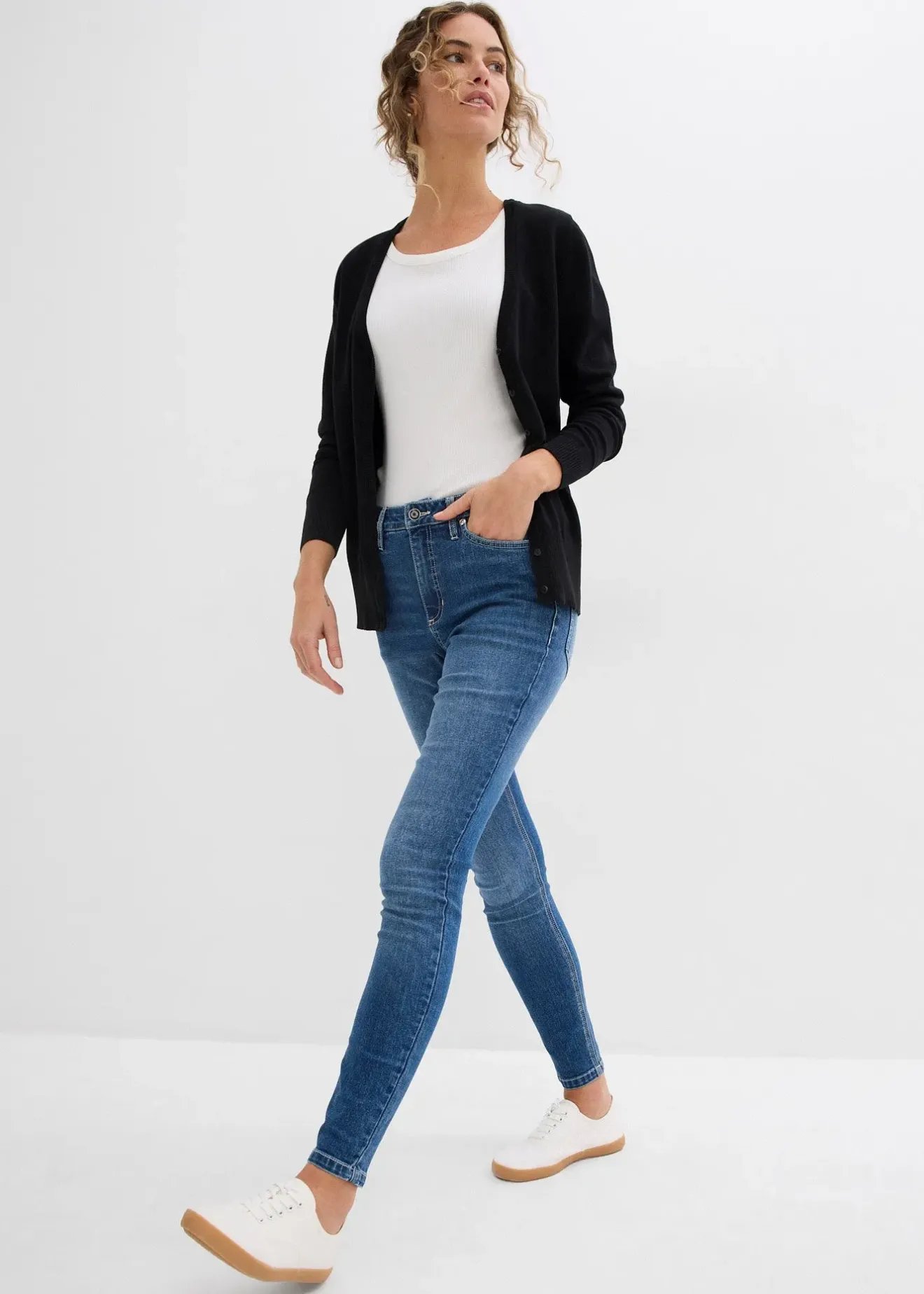 Femme bonprix Jeans|Jean skinny taille mi-haute, cropped