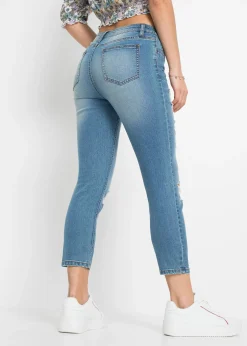 bonprix Jean skinny taille mi-haute, effets destroy|Femme Jeans