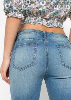 bonprix Jean skinny taille mi-haute, effets destroy|Femme Jeans