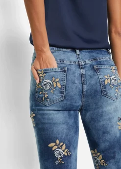 bonprix Jean slim avec broderies florales|Femme Jeans