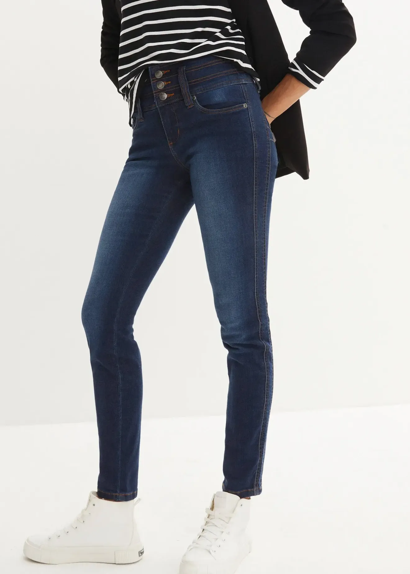 Femme bonprix Jeans|Jean slim taille haute, sculptant