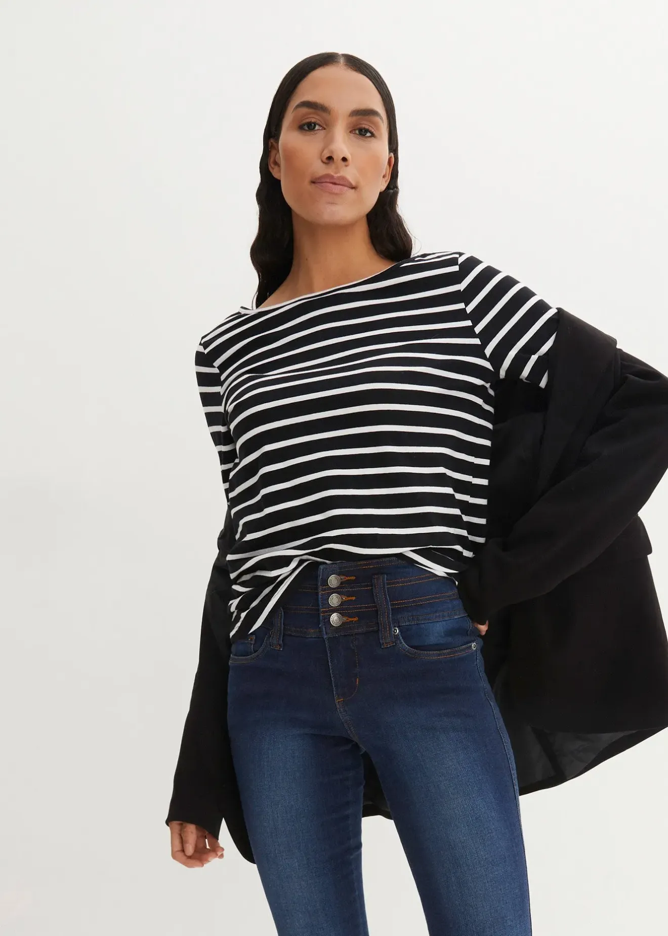 Femme bonprix Jeans|Jean slim taille haute, sculptant