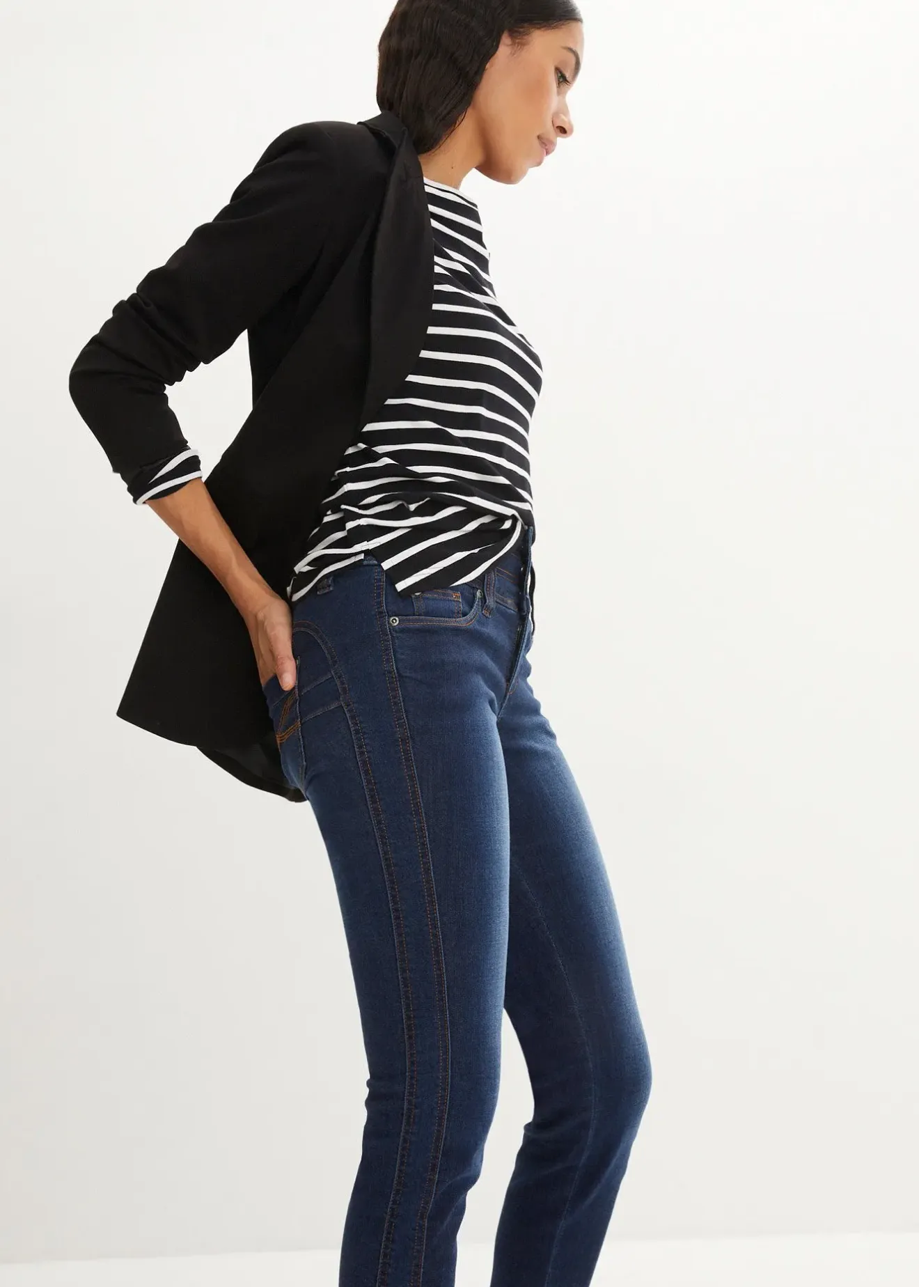 Femme bonprix Jeans|Jean slim taille haute, sculptant