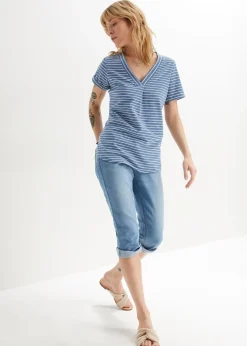 Femme bonprix Jeans|Jean slim, taille mi-haute, longueur 3/4