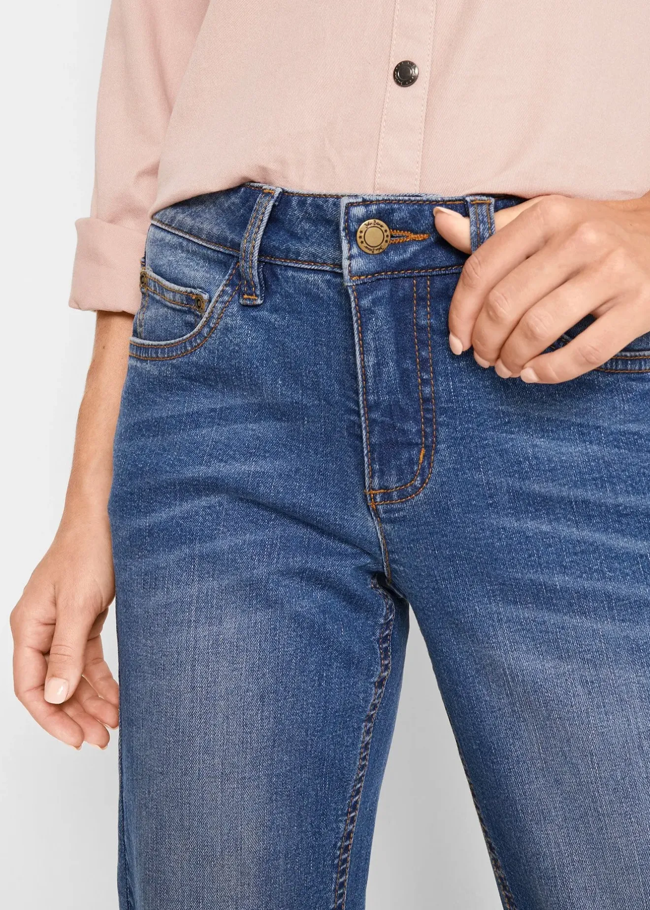 bonprix Jean Straight taille mi-haute, extensible|Femme Jeans