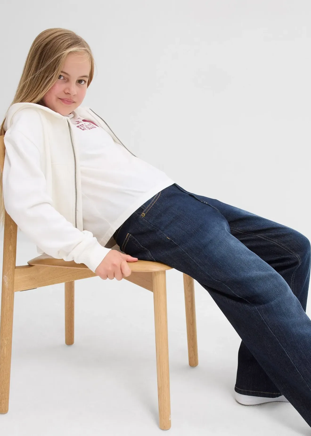 Enfant bonprix Vêtements Enfant|Filles 9-16 Ans·Jeans|Jean taille mi-haute, ample et thermique à doublure jersey