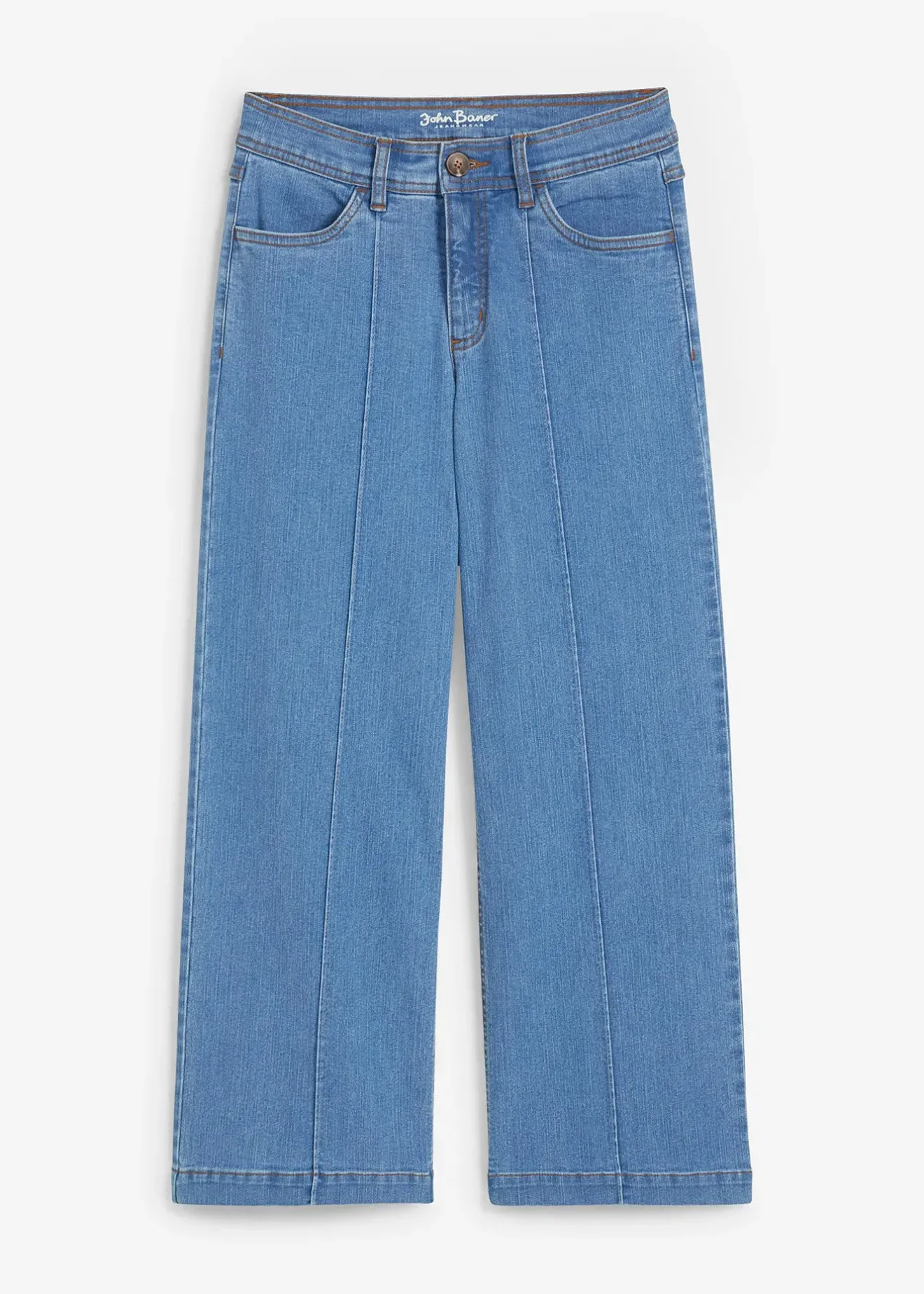 bonprix Jean taille moyenne, jambe évasée, cropped|Femme Jeans