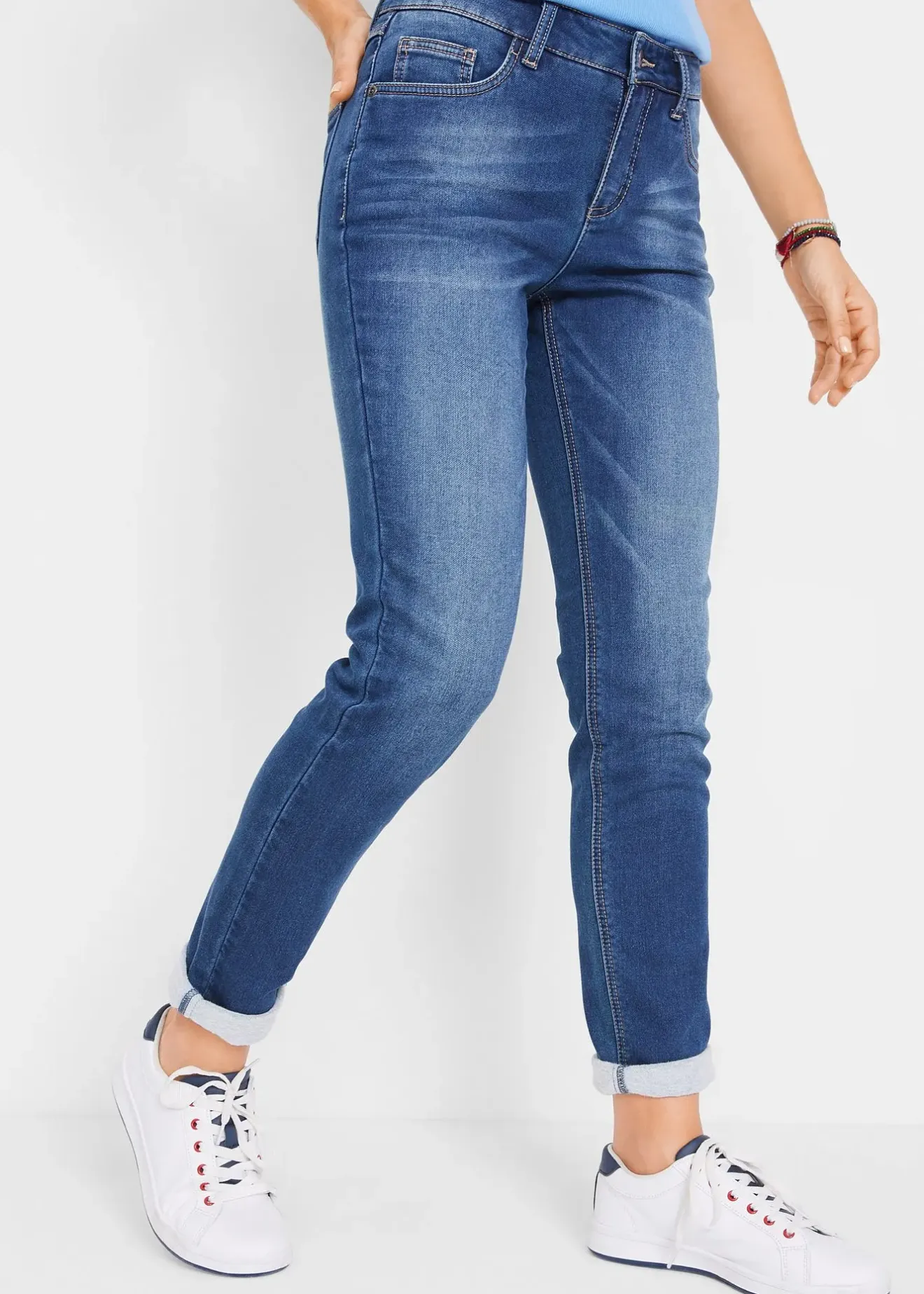 bonprix Jean thermo avec intérieur douillet, Boyfriend|Femme Vêtements Thermiques|Jeans