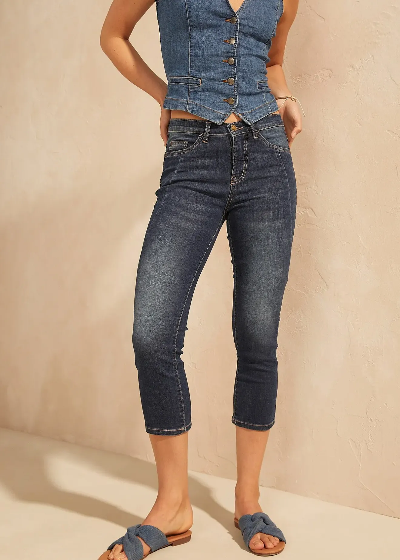Femme bonprix Jeans|Jean ultra-doux slim, 7/8