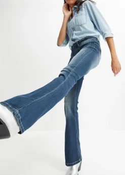 bonprix Jean évasé, taille basse, extensible|Femme Jeans