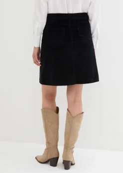 bonprix Jupe boutonnée en velours côtelé extensible|Femme Jupes