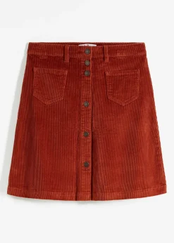 Femme bonprix Jupes|Jupe boutonnée en velours côtelé extensible