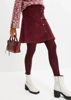 Femme bonprix Jupes|Jupe boutonnée en velours côtelé extensible